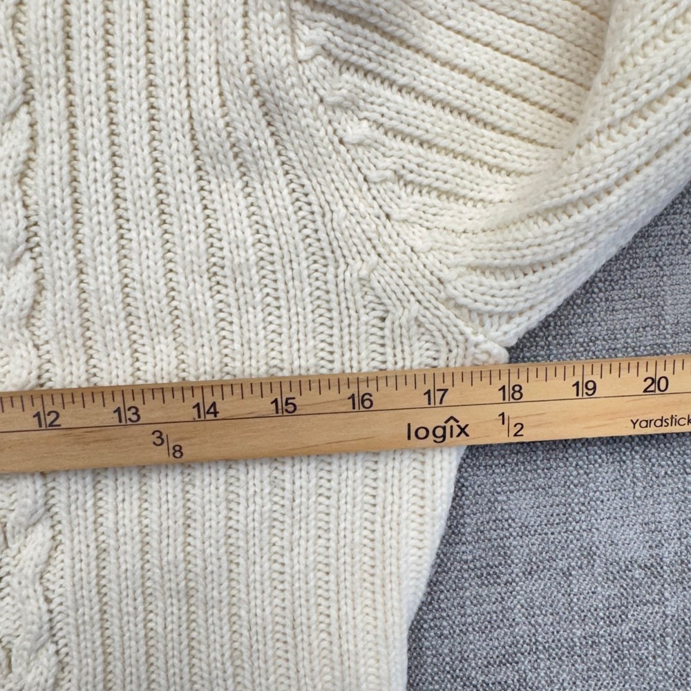 Energie Authentic Women's Large Ivory Cable Knit Shawl Collar Cardigan Y2K - Picture 9 of 15